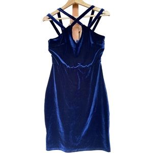 NOIR royal blue navy velvet like dress in EUC size M
